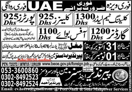 Cleaning Team Leader & Porter Jobs 2023 In UAE 